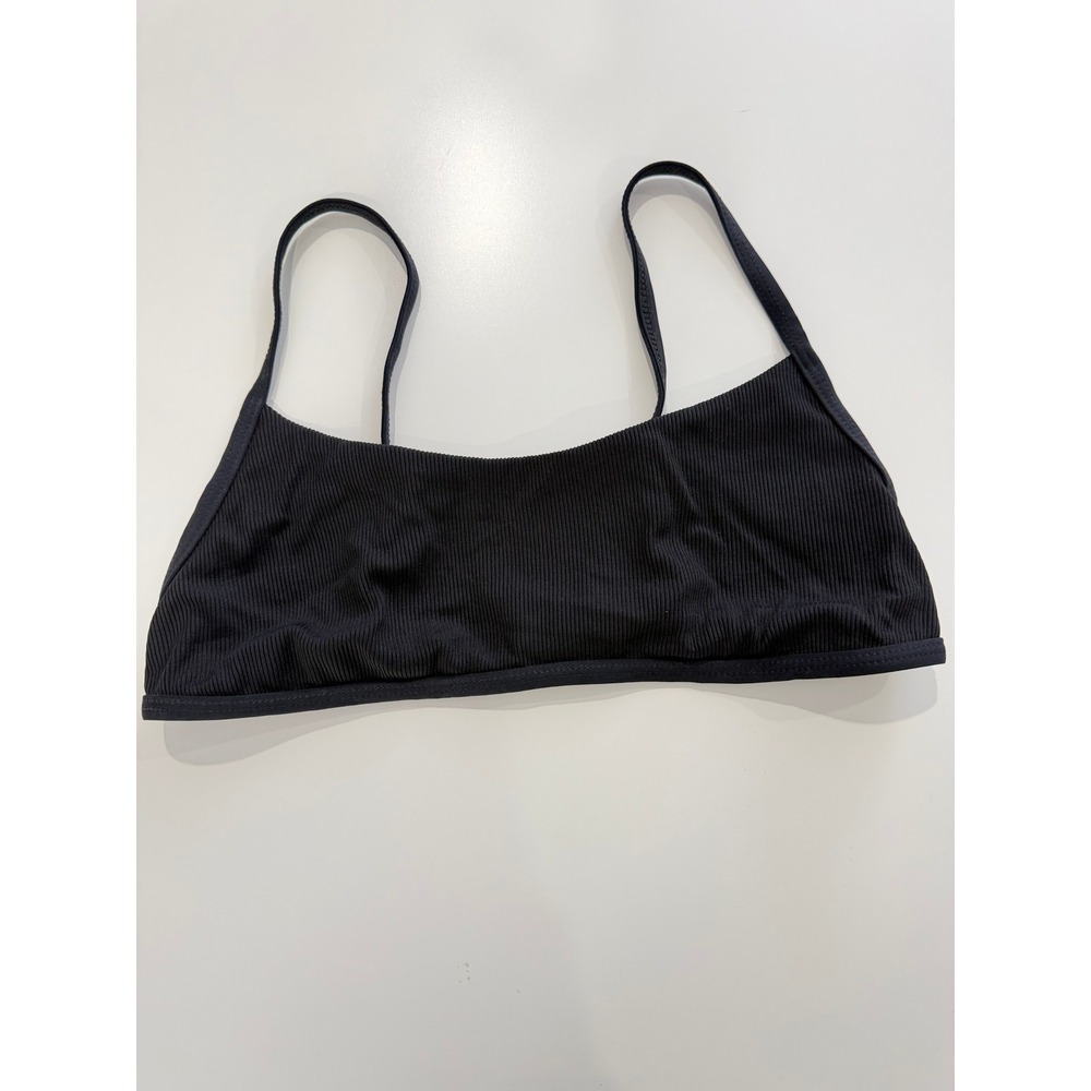 L*Space Ribbed Bralette Bikini Top Black Medium Adjustable Straps